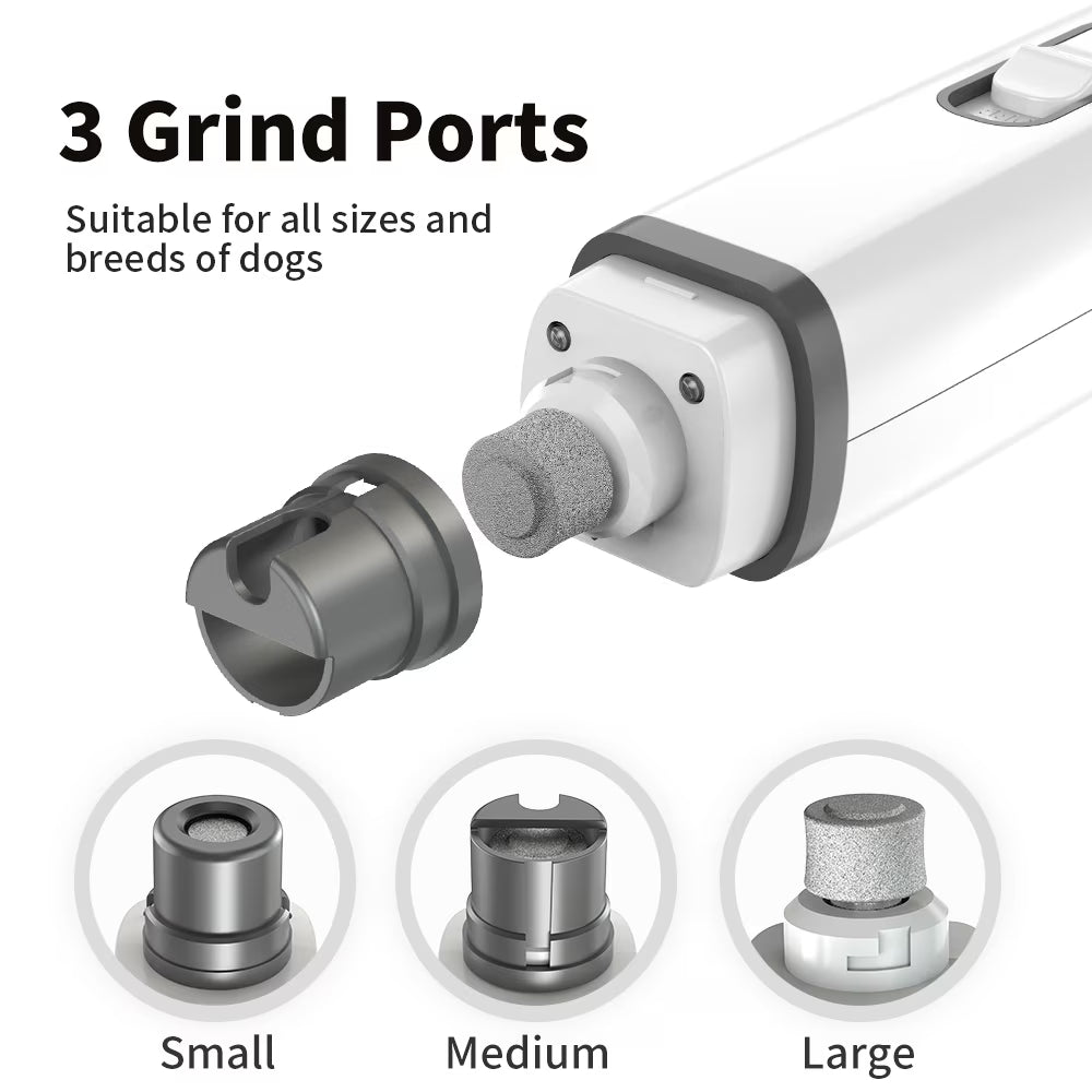 Dog Nail Grinder, 2 Speed Rechargeable LED Dog Nail Trimmer, Clipper for Dogs and Cats, White