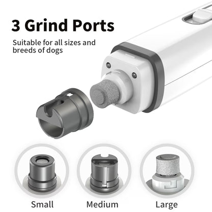 Dog Nail Grinder, 2 Speed Rechargeable LED Dog Nail Trimmer, Clipper for Dogs and Cats, White