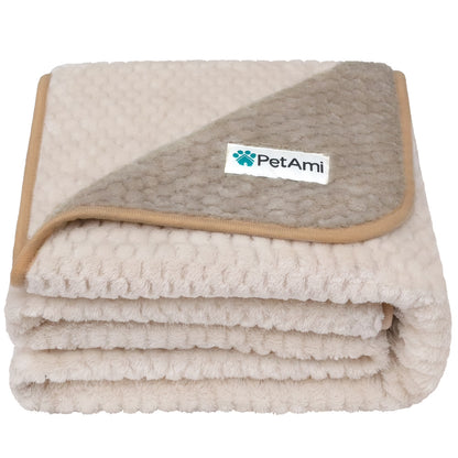 Extra Large Waterproof Dog Blanket - Reversible & Washable Plush Sofa Protector for Large Pets - 60x80 Taupe Beige