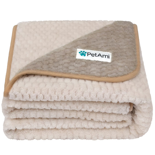 Extra Large Waterproof Dog Blanket - Reversible & Washable Plush Sofa Protector for Large Pets - 60x80 Taupe Beige