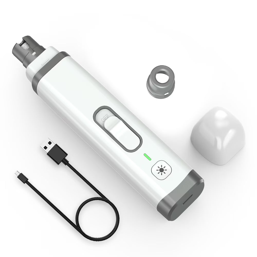 Dog Nail Grinder, 2 Speed Rechargeable LED Dog Nail Trimmer, Clipper for Dogs and Cats, White
